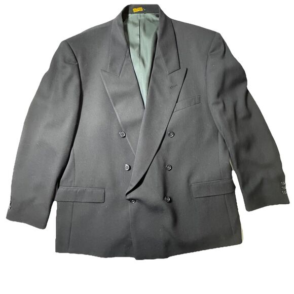 Pierre Cardin Men's Double Breasted Navy Blue Wool Jacket Blazer Size 53R - Picture 1 of 13